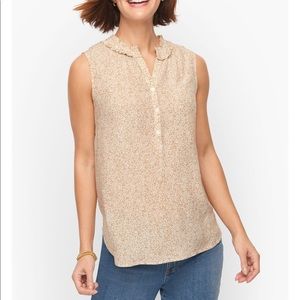 BRAND NEW- Pebbled dot ruffle sleeveless blouse-Talbots- NWT